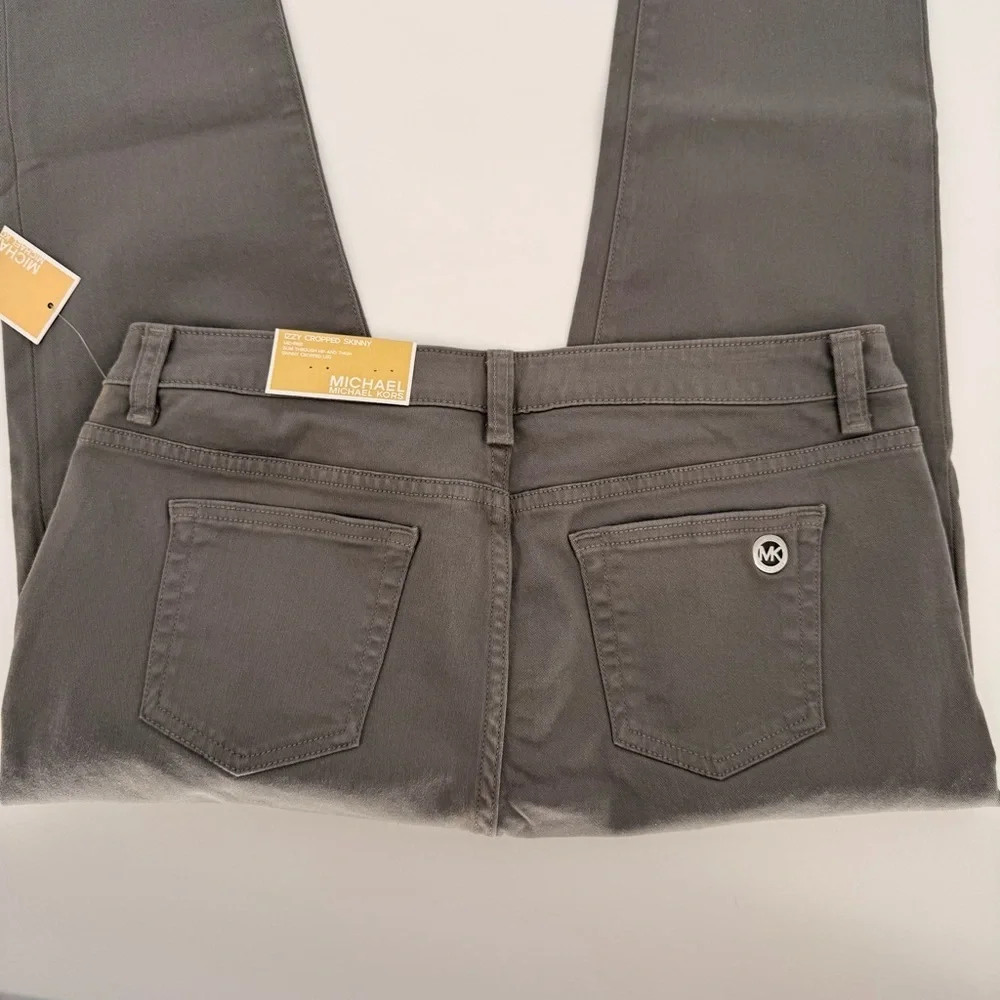 NWT MICHAEL Michael Kors Izzy Cropped Skinny Gray Jeans Size 10P